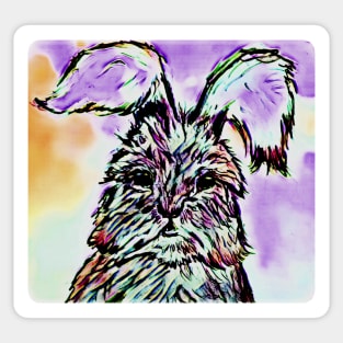 Patterned Fluffy Pastel English Angora Bunny Rabbit Sticker